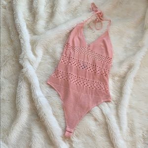 NWOT Mesh baby pink bodysuit 💖